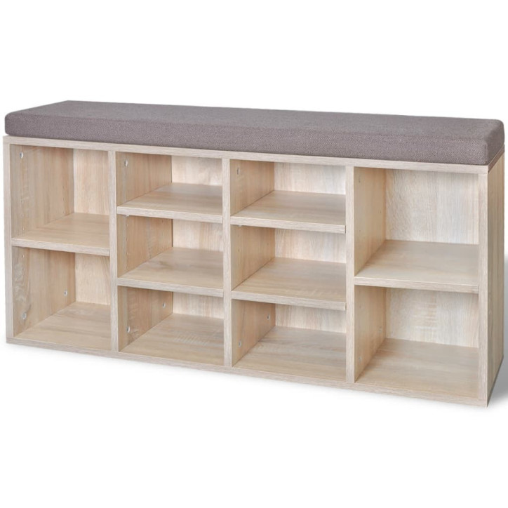 242555 Shoe Storage Bench 10 Compartments Oak Colour