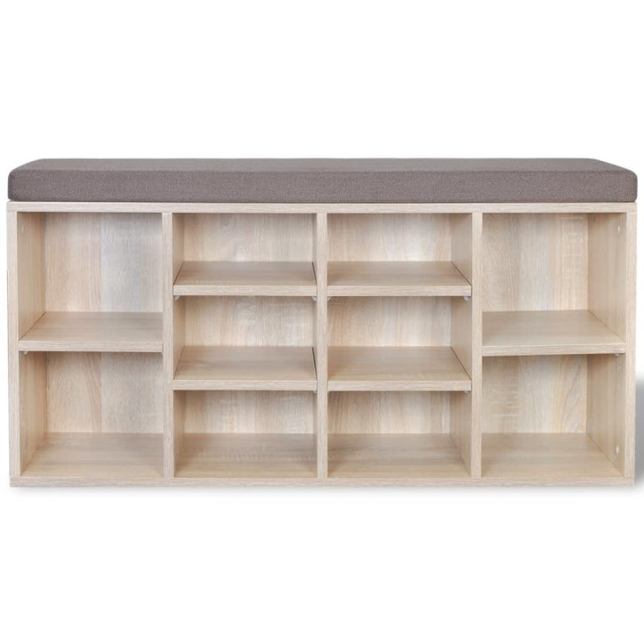 242555 Shoe Storage Bench 10 Compartments Oak Colour