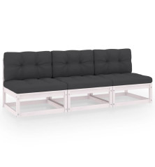 Trivietė sofa su pagalvėlėmis, pušies medienos masyvas