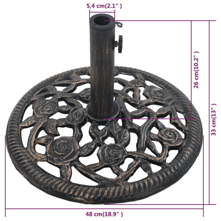 Skėčio pagrindas, bronzinės spalvos, ketus, 12kg, 48cm