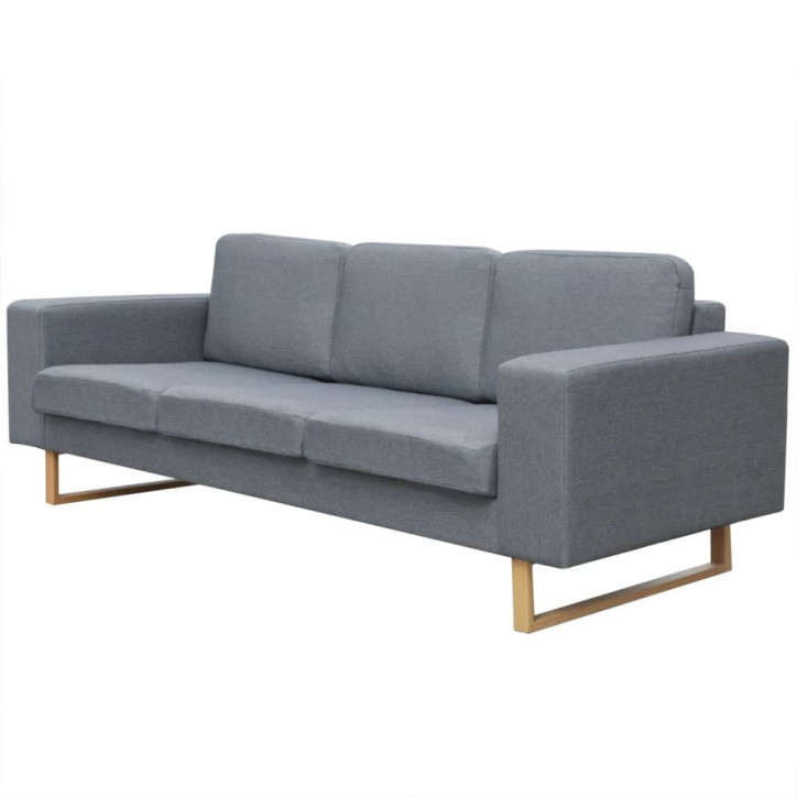 trivietė medžiaginė sofa, šviesiai pilkos spalvos