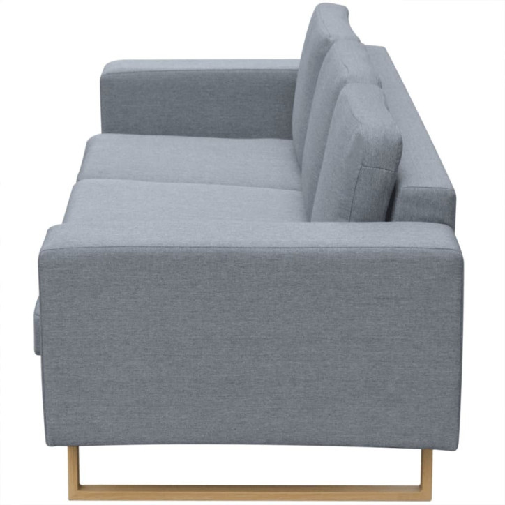 trivietė medžiaginė sofa, šviesiai pilkos spalvos