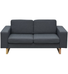 dvivietė medžiaginė sofa, tamsiai pilkos spalvos