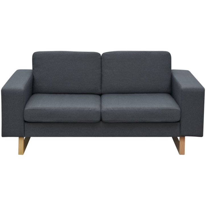 dvivietė medžiaginė sofa, tamsiai pilkos spalvos