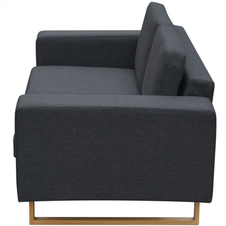 dvivietė medžiaginė sofa, tamsiai pilkos spalvos