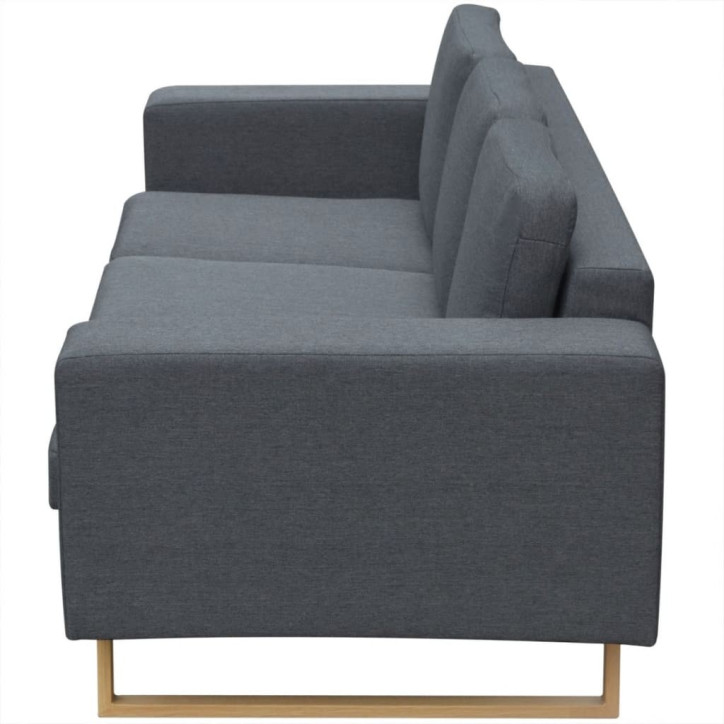 trivietė medžiaginė sofa, tamsiai pilkos spalvos