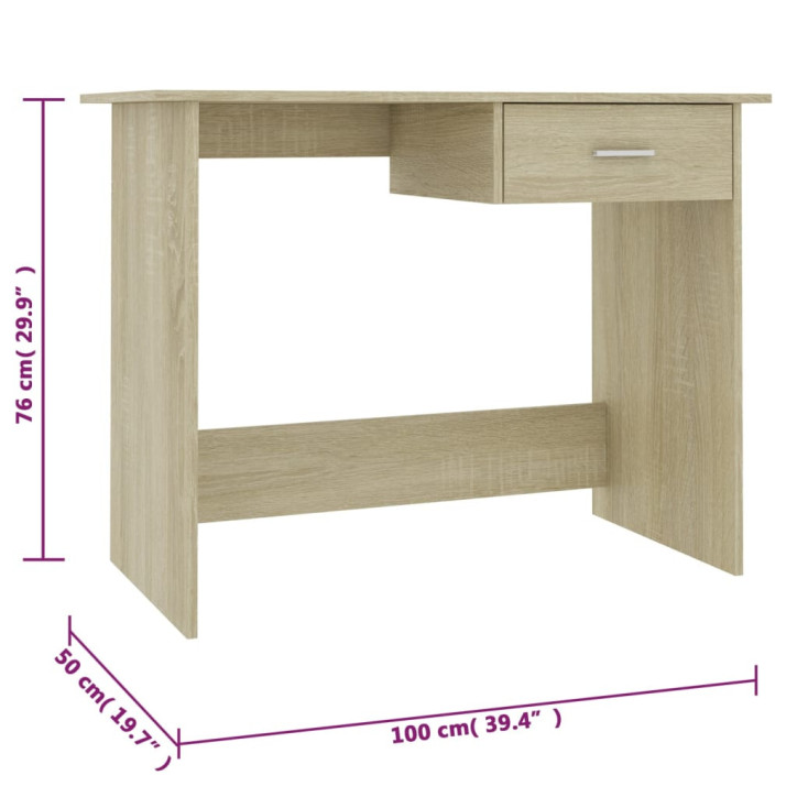 Rašomasis stalas, sonoma ąžuolo spalvos, 100x50x76cm, MDP