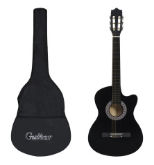 Klasikinės gitaros rinkinys, 12 dalių, juodas, 38", 6 stygos