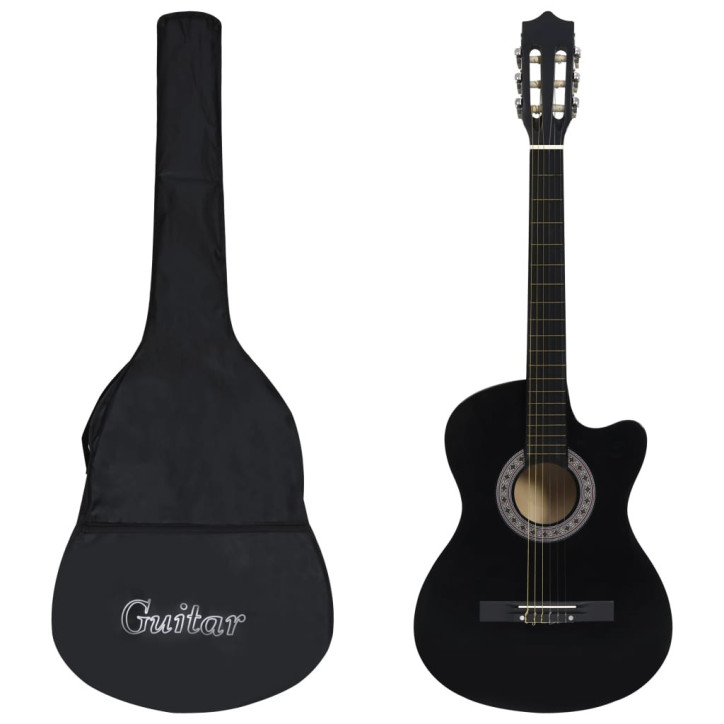 Klasikinės gitaros rinkinys, 12 dalių, juodas, 38", 6 stygos