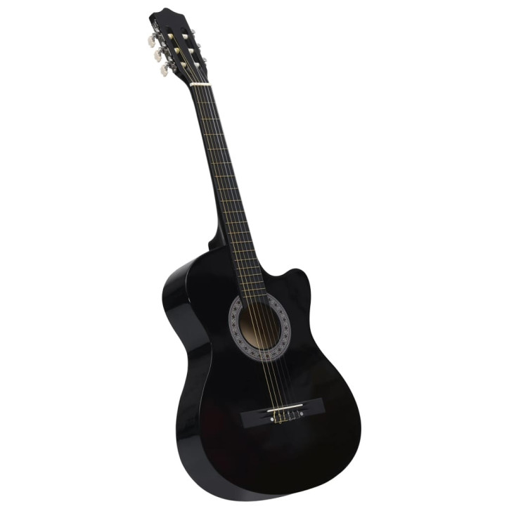 Klasikinės gitaros rinkinys, 12 dalių, juodas, 38", 6 stygos