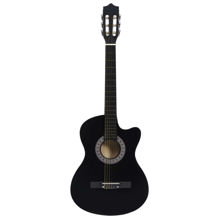 Klasikinės gitaros rinkinys, 12 dalių, juodas, 38", 6 stygos