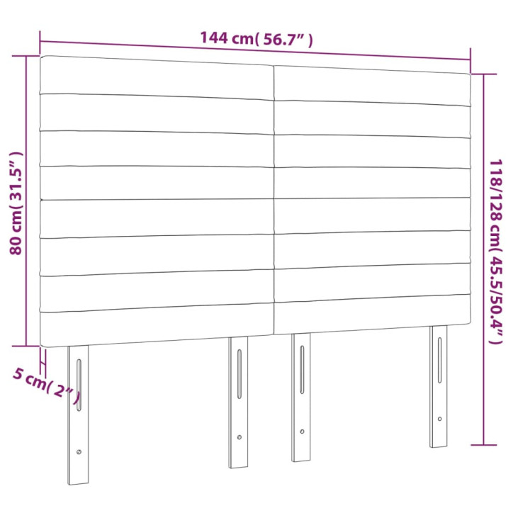 Galvūgalis su LED, kreminės spalvos, 144x5x118/128cm, audinys