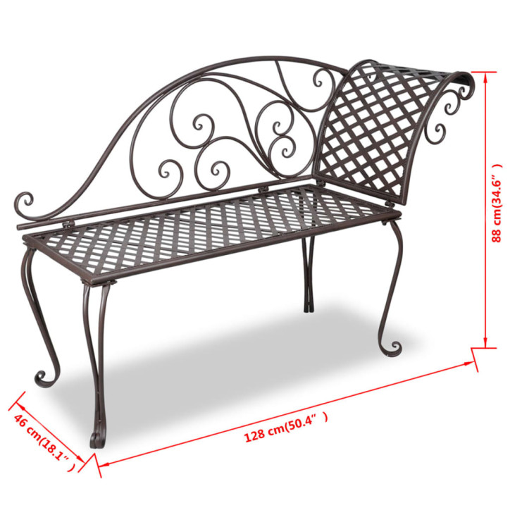 Sodo krėslas, 128 cm, plienas, antikvarinis, rudas