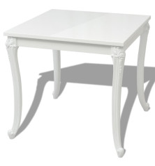Valgomojo stalas, 80x80x76 cm, labai blizgus, baltas