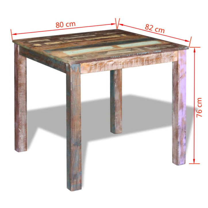 Valgomojo stalas, perdirbtos medienos masyvas, 80x82x76cm