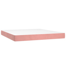 Spyruoklinis čiužinys, rožinės spalvos, 180x200x20 cm, aksomas