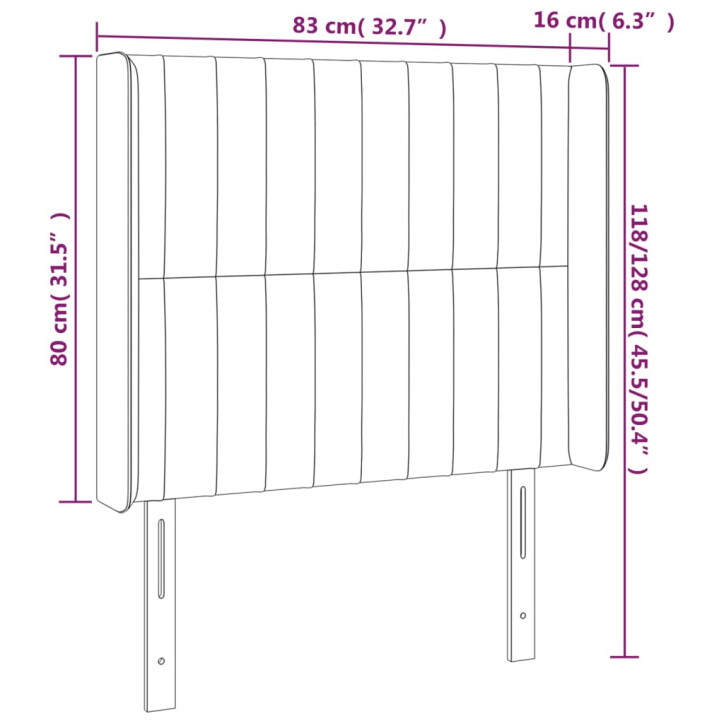 Galvūgalis su LED, tamsiai žalias, 83x16x118/128cm, aksomas