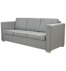 Trivietė sofa, audinys, šviesiai pilka