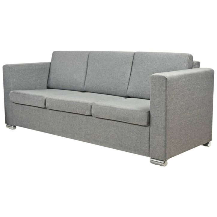 Trivietė sofa, audinys, šviesiai pilka