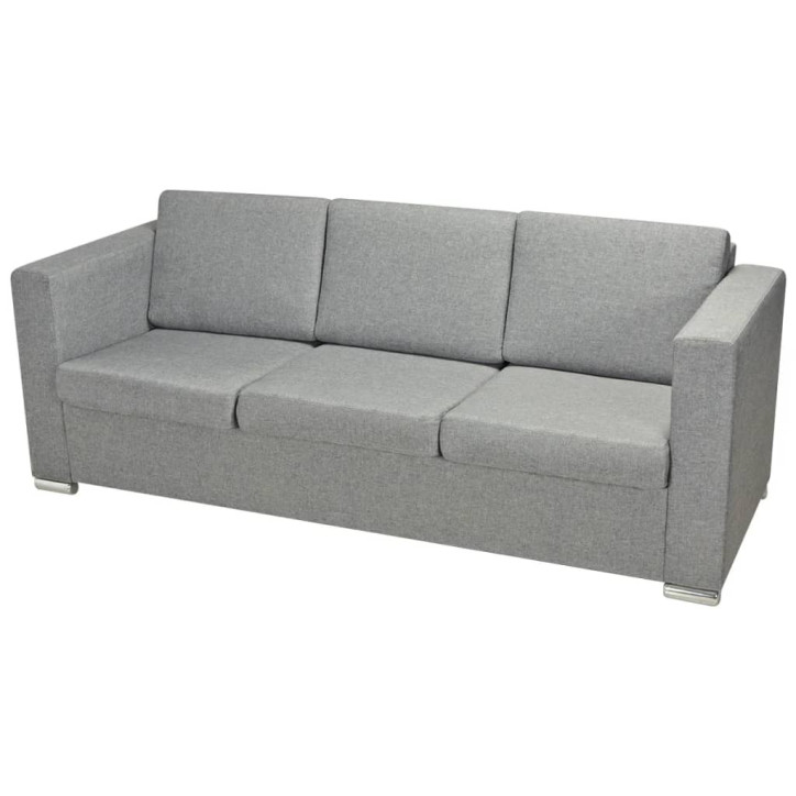 Trivietė sofa, audinys, šviesiai pilka