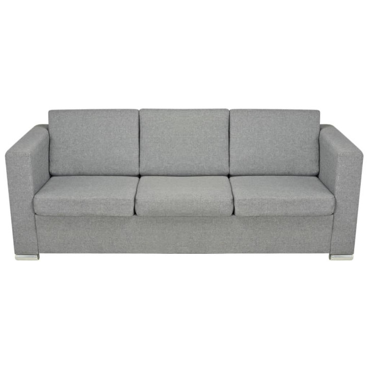 Trivietė sofa, audinys, šviesiai pilka