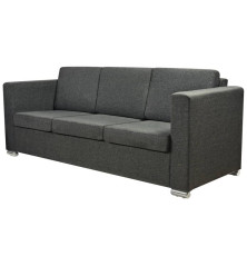 Trivietė sofa, audinys, tamsiai pilka