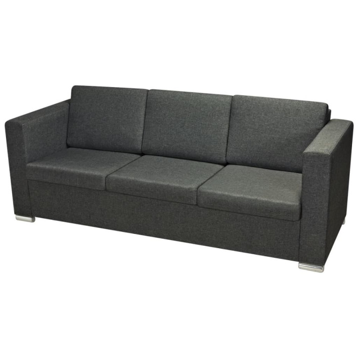 Trivietė sofa, audinys, tamsiai pilka