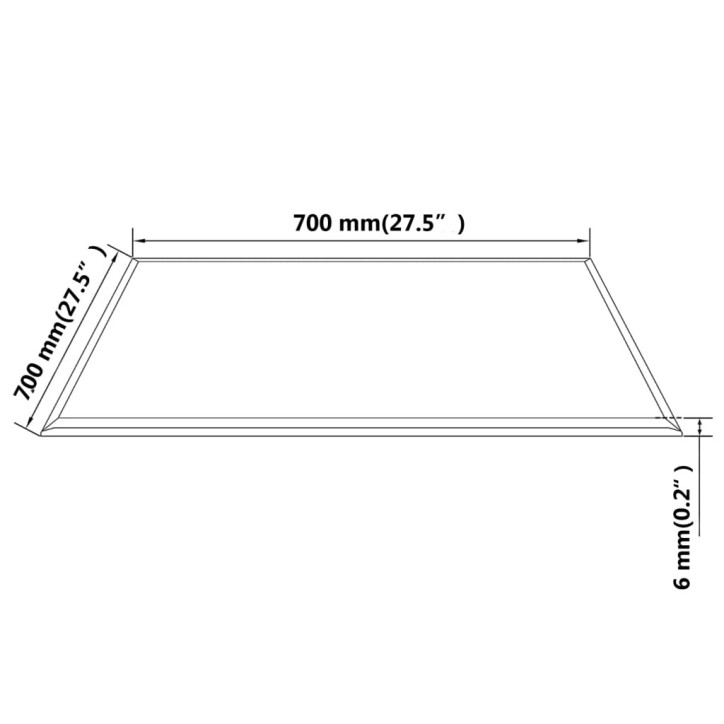 Stalviršis, grūdintas stiklas, kvadrato forma, 700x700mm