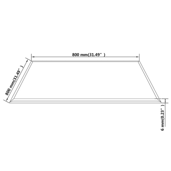 Stalviršis, grūdintas stiklas, kvadrato forma, 800x800 mm