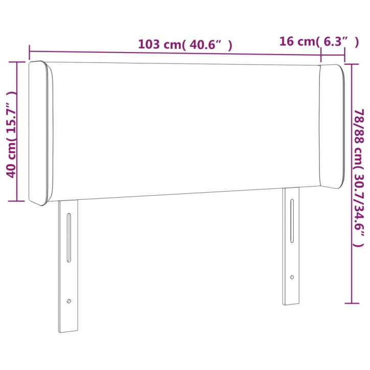 Galvūgalis su LED, juodos spalvos, 103x16x78/88cm, dirbtinė oda