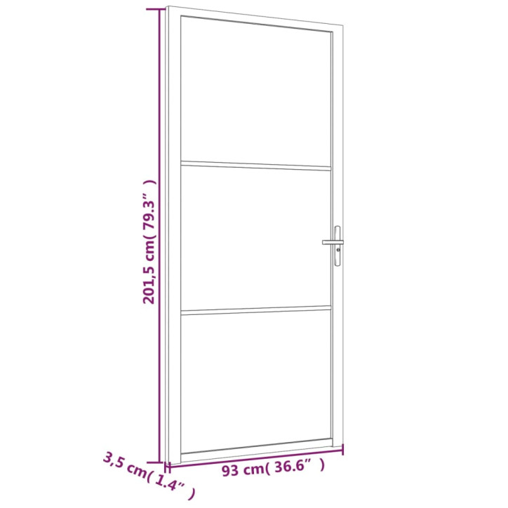 Vidaus durys, baltos, 93x201,5cm, ESG stiklas ir aliuminis