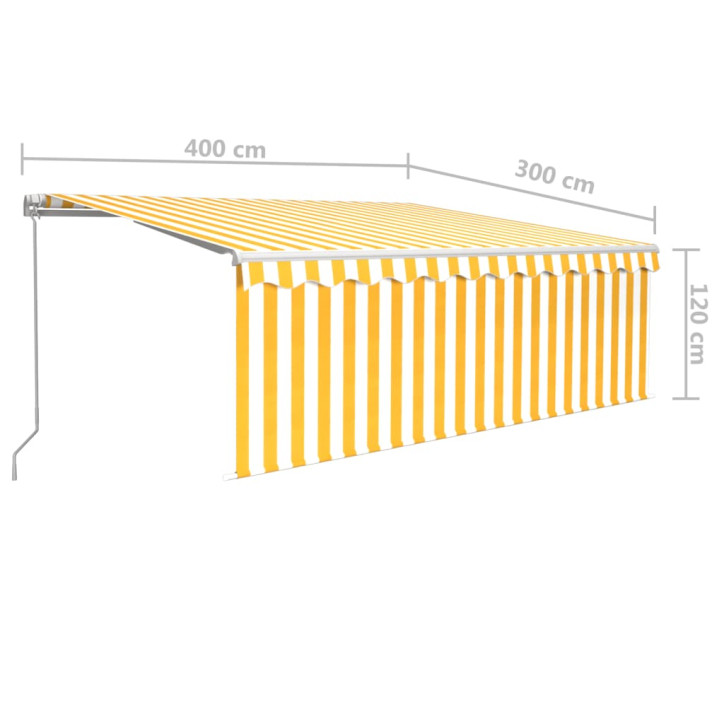 Rankiniu būdu ištraukiama markizė, geltona ir balta, 4x3m