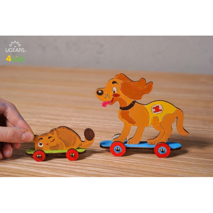 Kačiukas ir šuniukas 3D modelis spalvinimui