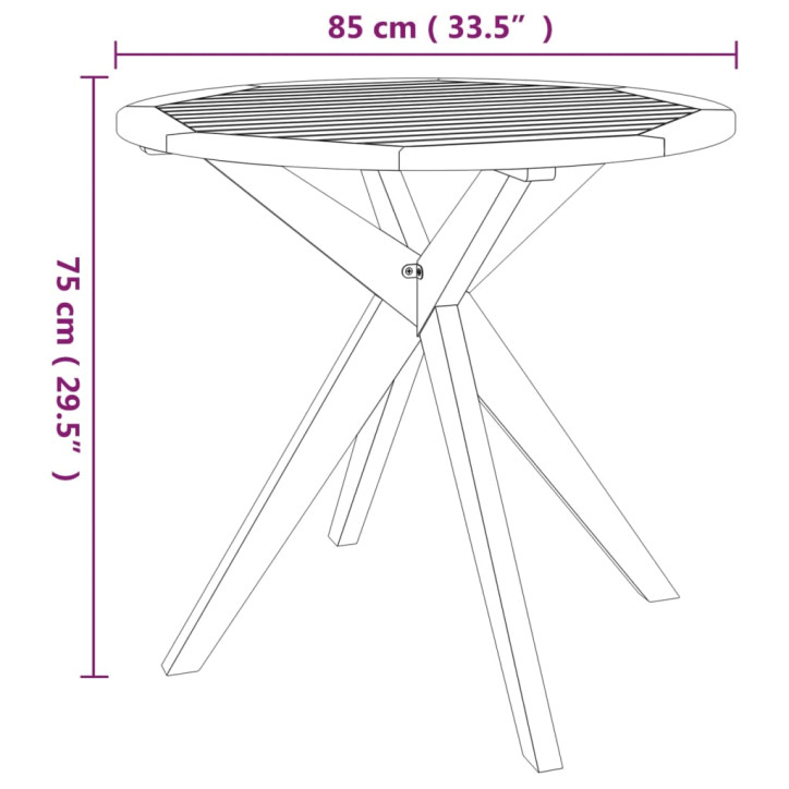 Sodo stalas, 85x85x75cm, akacijos medienos masyvas