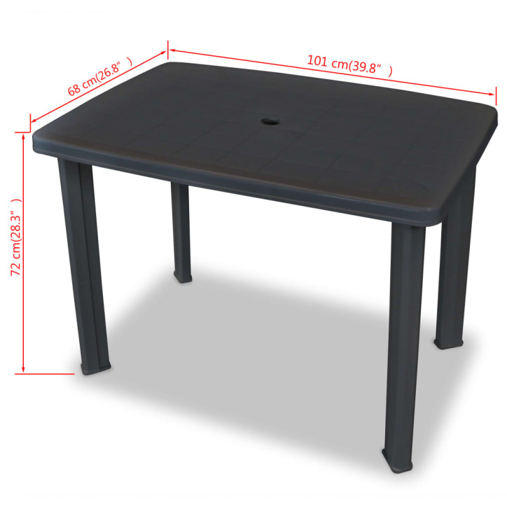 Sodo stalas, antracito sp., 101x68x72cm, plastikas