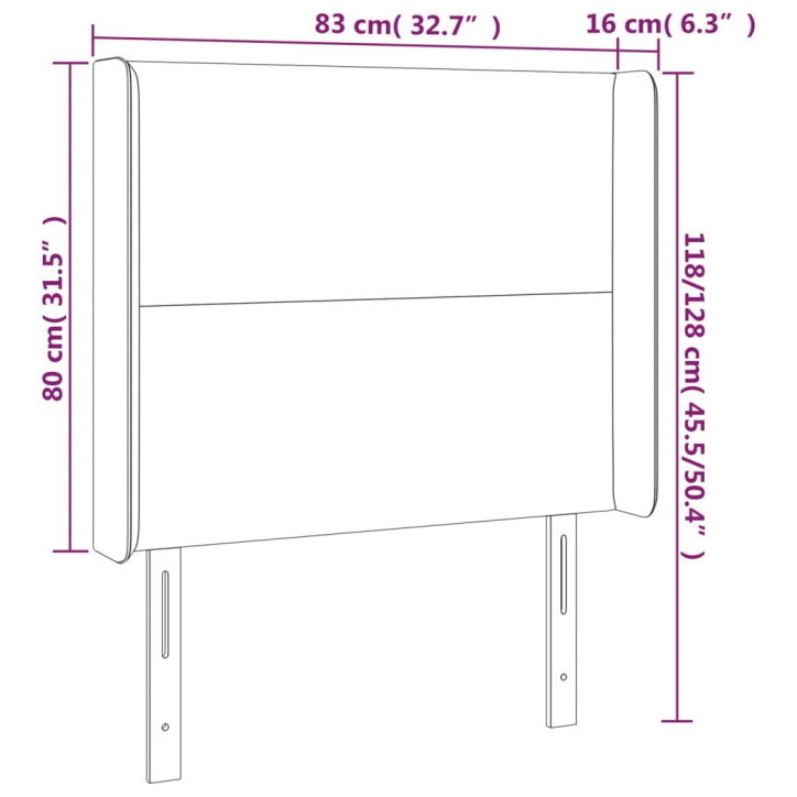 Galvūgalis su LED, taupe spalvos, 83x16x118/128cm, audinys