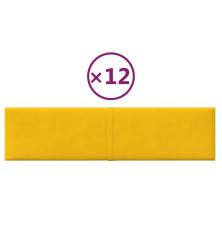 Sienų plokštės, 12vnt., geltonos, 60x15cm, aksomas, 1,08m²