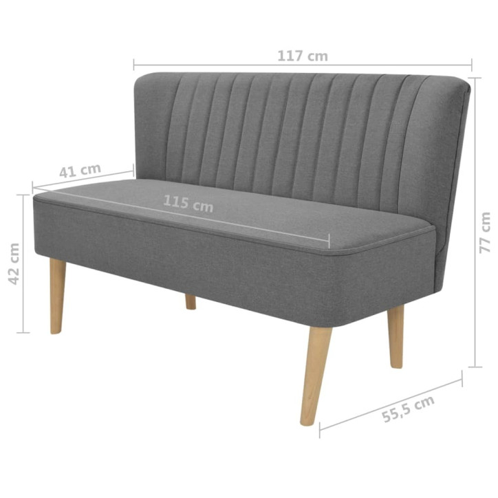 Sofa, audinys, 117x55,5x77cm, šviesiai pilka