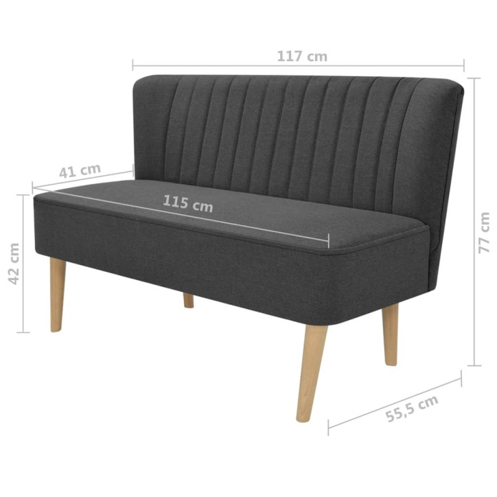 Sofa, tamsiai pilka, audinys, 117x55,5x77cm