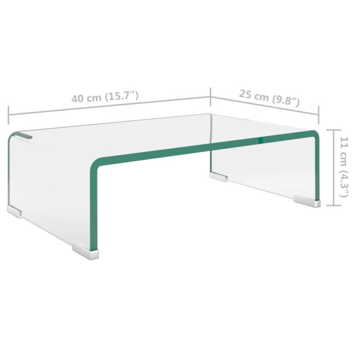 TV stovas/monitoriaus pakyla, skaidrus stiklas, 40x25x11 cm