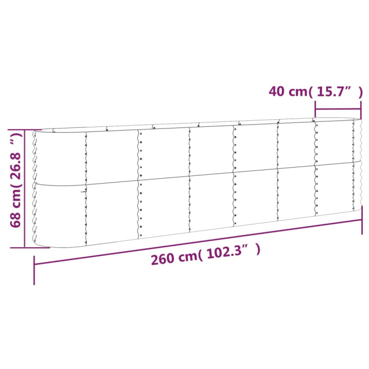 Sodo lovelis, pilkas, 260x40x68cm, plienas