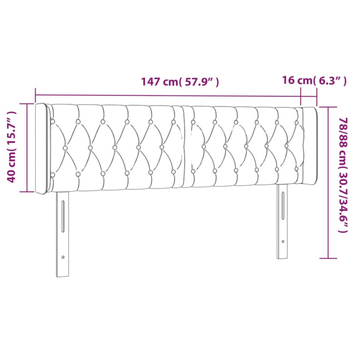 Galvūgalis su LED, tamsiai mėlynas, 147x16x78/88cm, aksomas