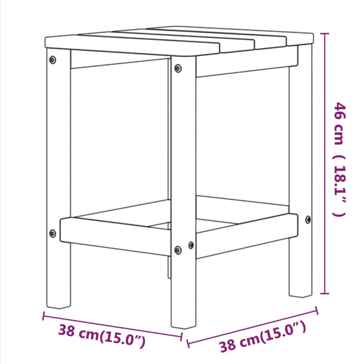 Sodo Adirondack staliukas, antracito spalvos, 38x38x46cm, HDPE