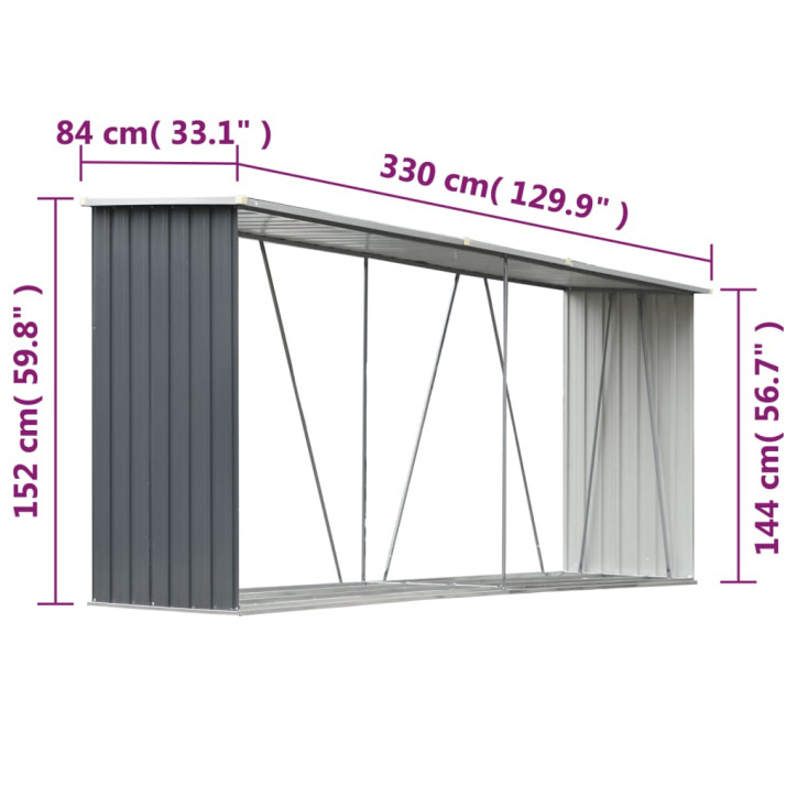 Sodo malkinė, galvanizuotas plienas, 330x84x152cm, pilka