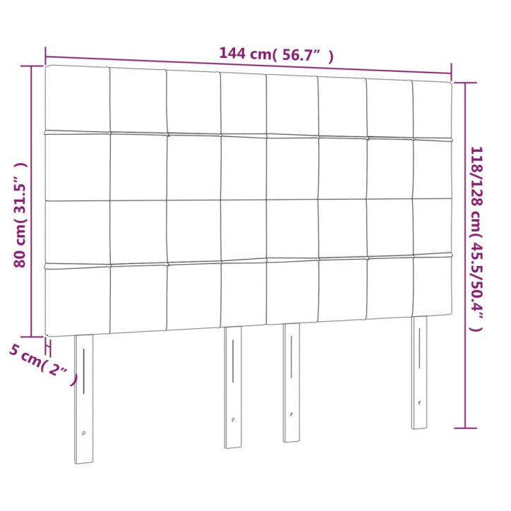 Galvūgalis su LED, juodos spalvos, 144x5x118/128cm, audinys