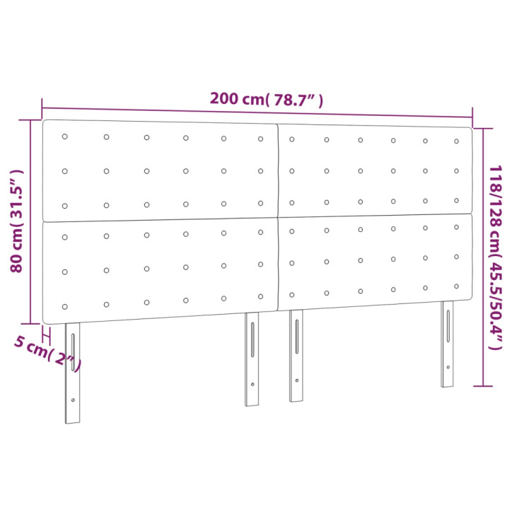 Galvūgalis su LED, tamsiai pilkas, 200x5x118/128cm, aksomas