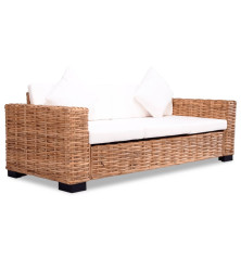 Trivietė sofa, natūralus ratanas