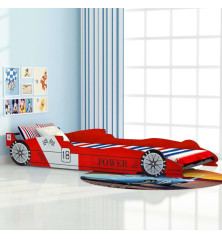 Vaikiška lova lenktyninė mašina, 90x200 cm, raudona