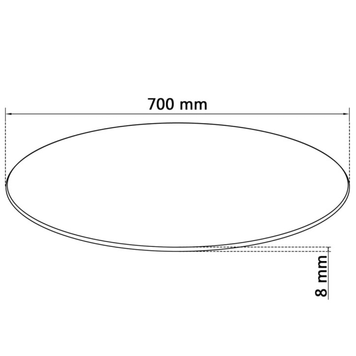 Stalviršis, grūdintas stiklas, apvalus, 700mm