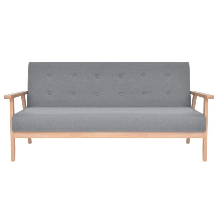 Trivietė sofa, šviesiai pilkos spalvos, audinys